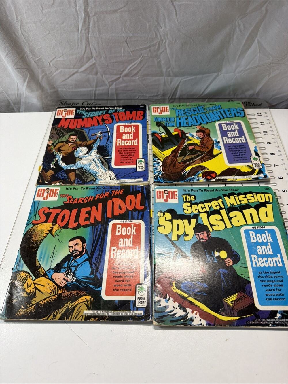 Set of 4 GI Joe Spy Island/ Stolen Idol/ Mummy’s Tomb/ Rescue HQ Book and Record